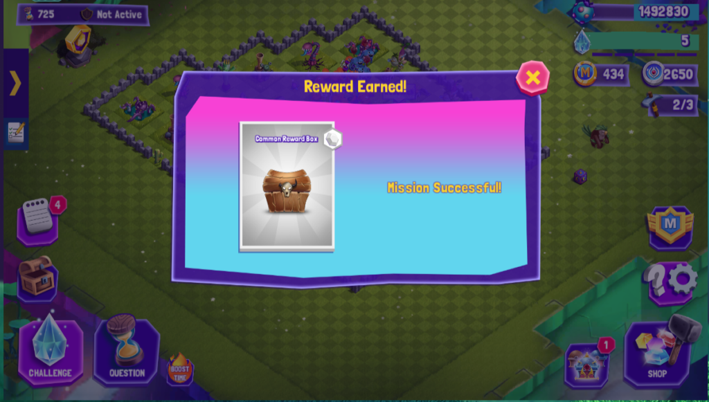 Reward for the successfully completed mission